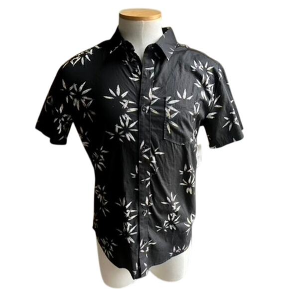Billabong black tropical print casual beach vacation buttondown shirt size M - Picture 1 of 5